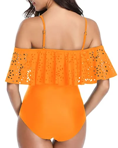 Juniors And Teens Full Coverage 1 Piece Swimsuits For Women-Orange