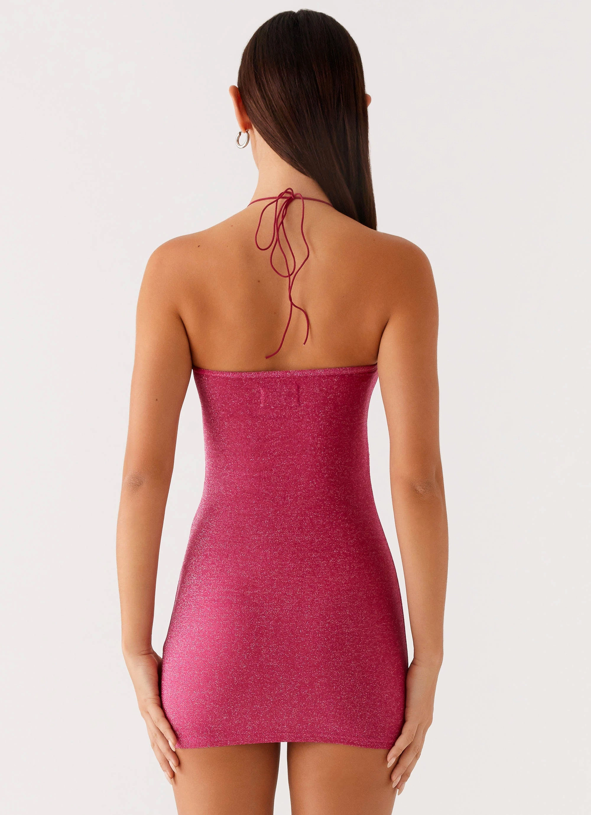 Sheer Look Jupiter Mini Dress - Raspberry