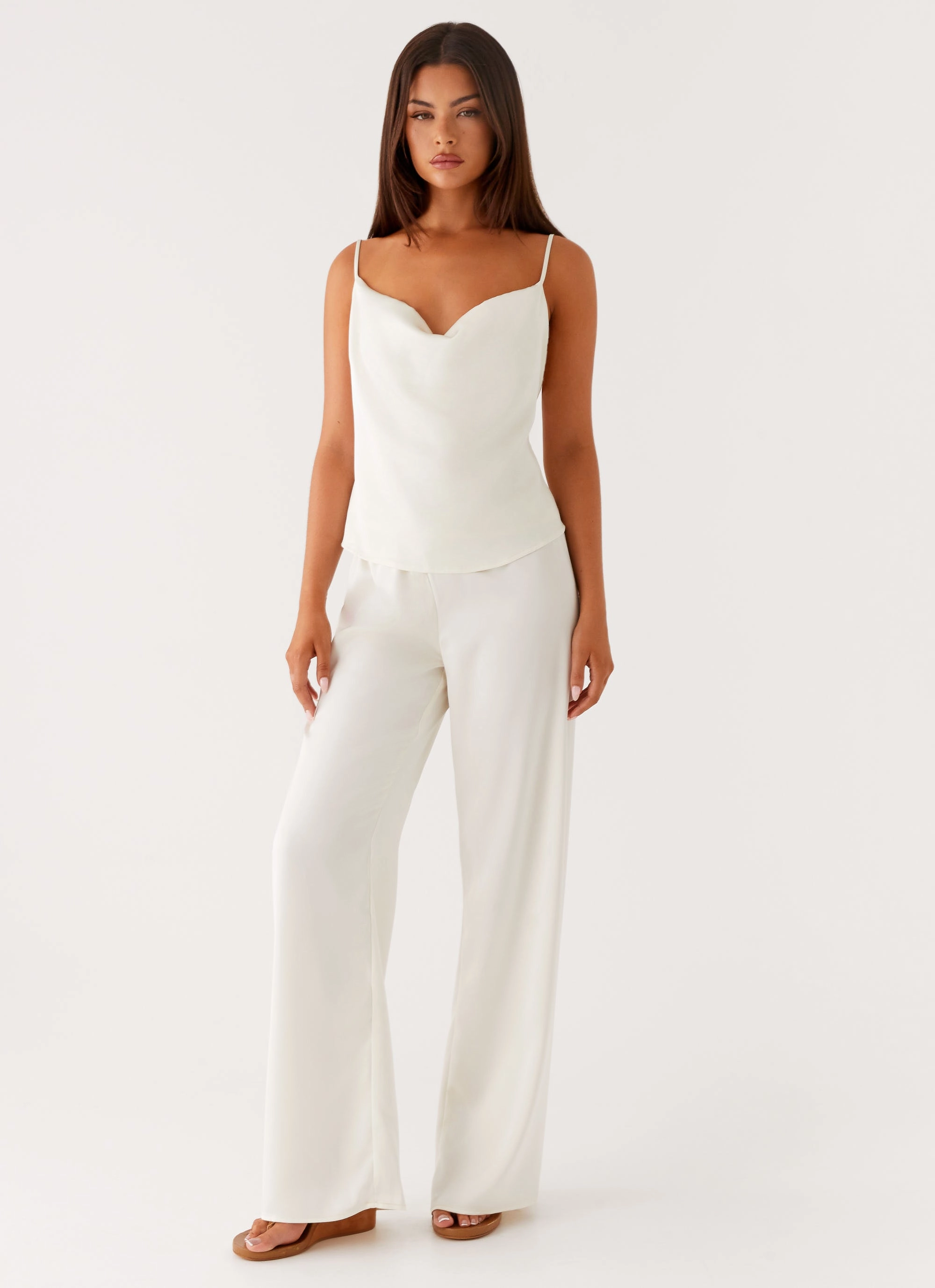 Kaia Cowl Neck Top - Butter WrinkleResistant Lightweight Weave