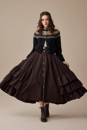 Kaite 18 |ruffled maxi wool skirt Hidden pockets Kaite 18 |ruffled maxi wool skirt HypoallergenicInnerLayer Anti Static Interior