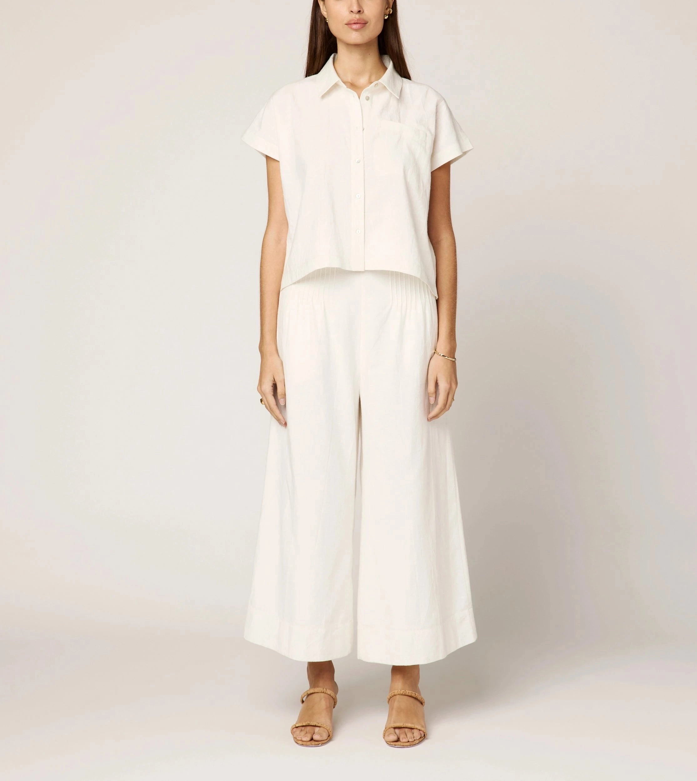 Stretch Knit Fabric Soft Touch Blend Kalora Blouse | Ivory