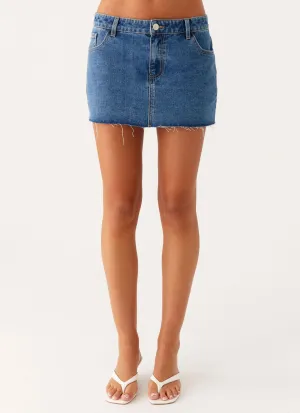 Kamen Low Rise Mini Skirt - Indigo Denim Easy Look Kamen Low Rise Mini Skirt - Indigo Denim Double Stitched