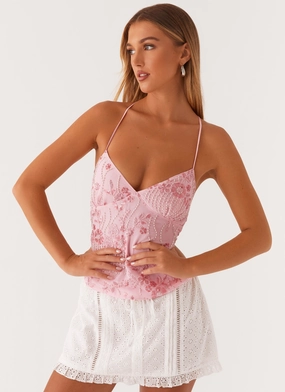 Kamilla Sequin Cami Top - Pink SustainableBlend Kamilla Sequin Cami Top - Pink Eco Friendly Blend Quick-Dry