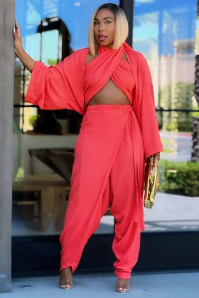 Karan Cozy Knit Three Piece Luxury Loungewear Set Weekend Wear Karan Cozy Knit Three Piece Luxury Loungewear Set Hiking Gear Multi-way wear