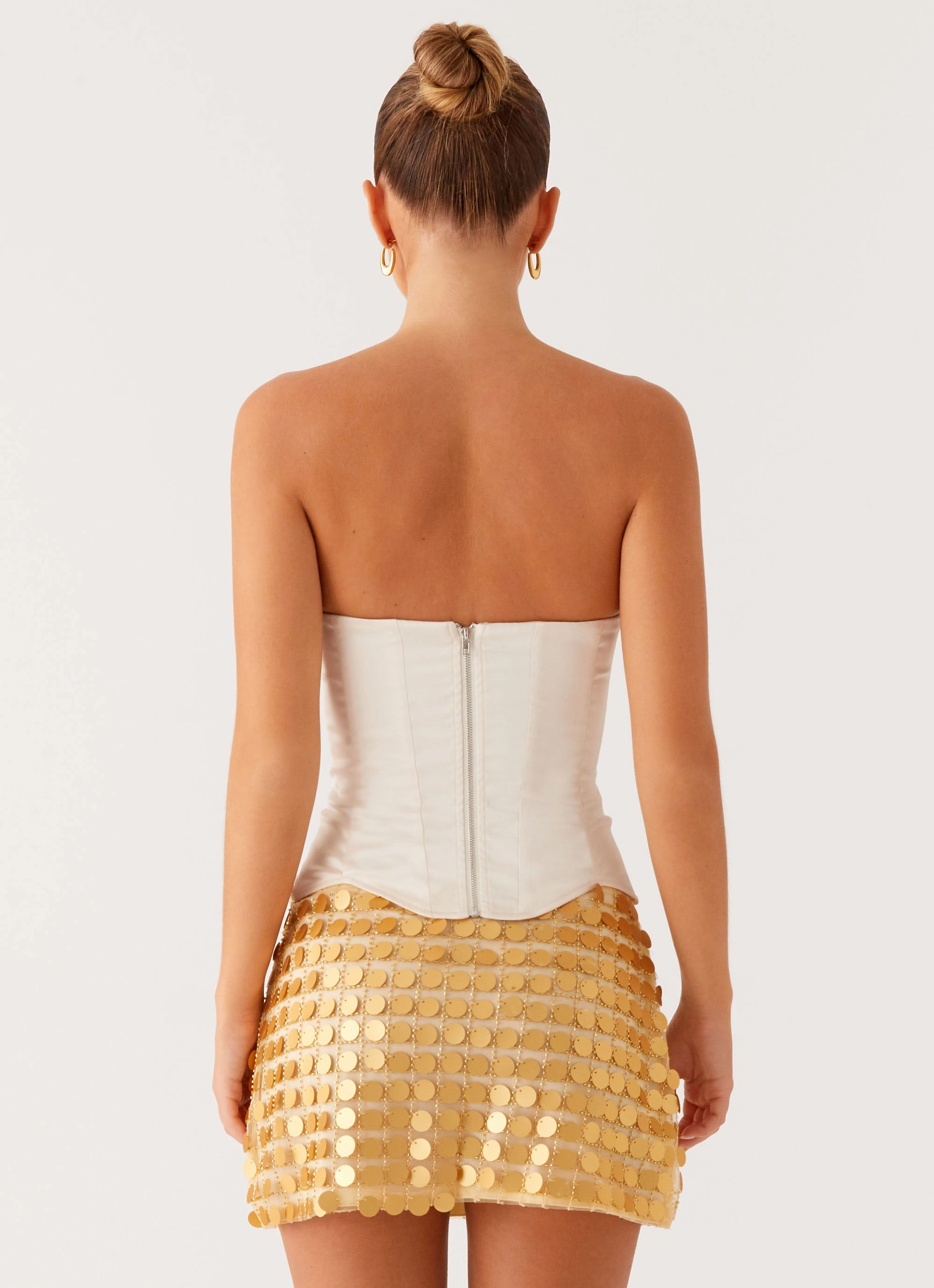 Kasen Sequin Mini Skirt - Gold Laser cut