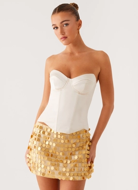 Kasen Sequin Mini Skirt - Gold Chic Fit
