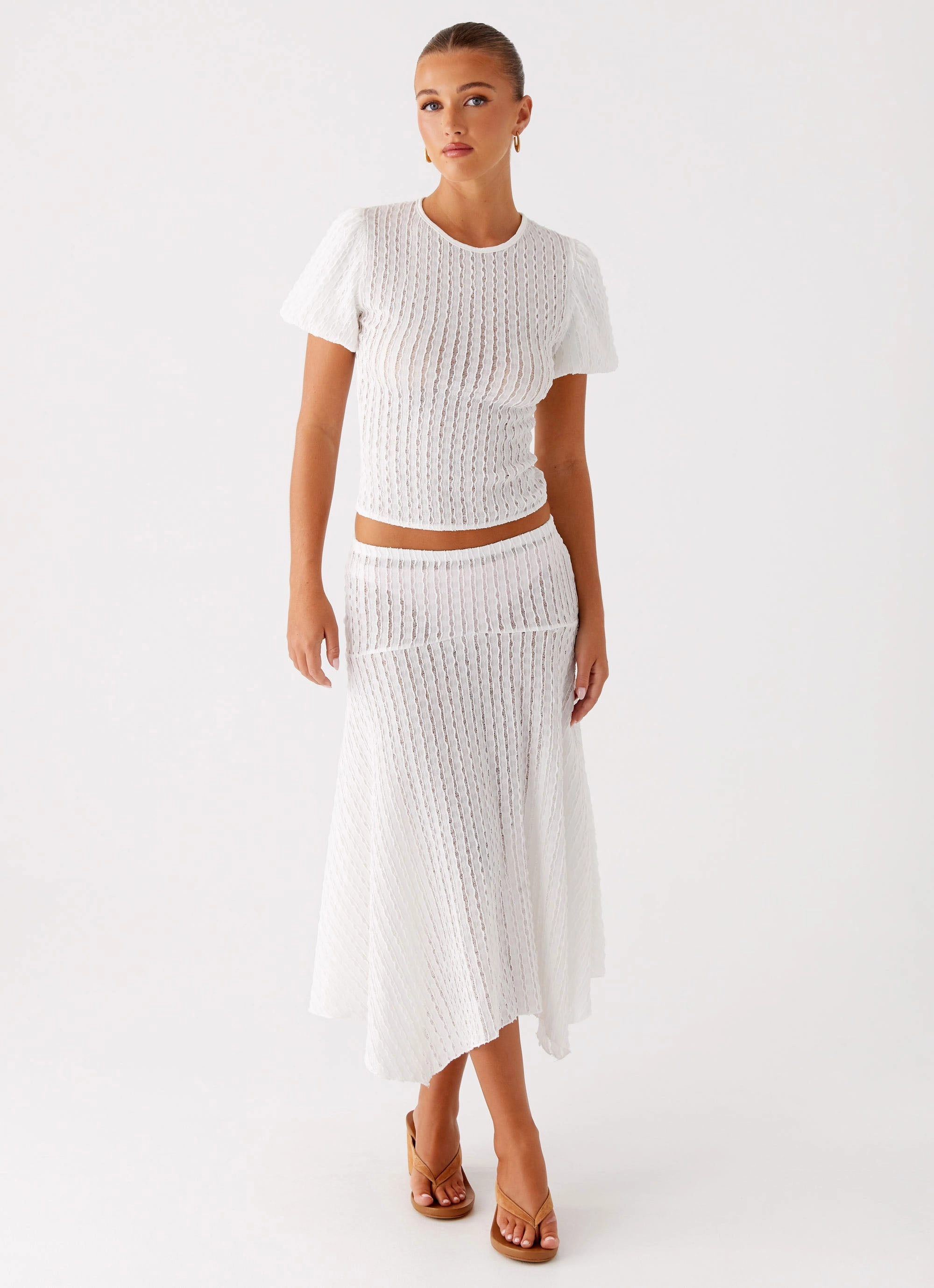 Katta Midi Skirt - Ivory ripstop fabric
