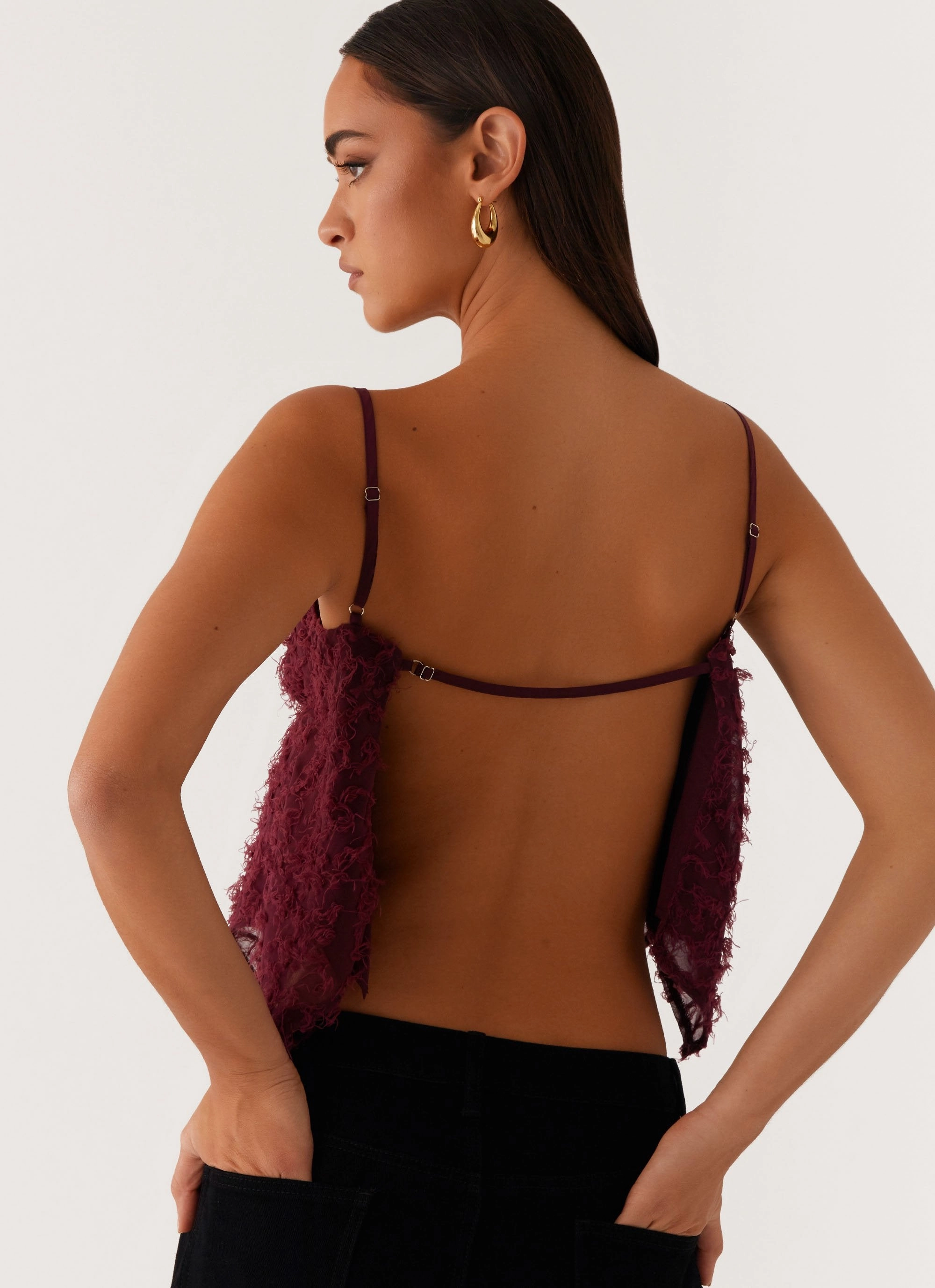 Resilient Fabric Blend Katya Asymmetric Top - Maroon