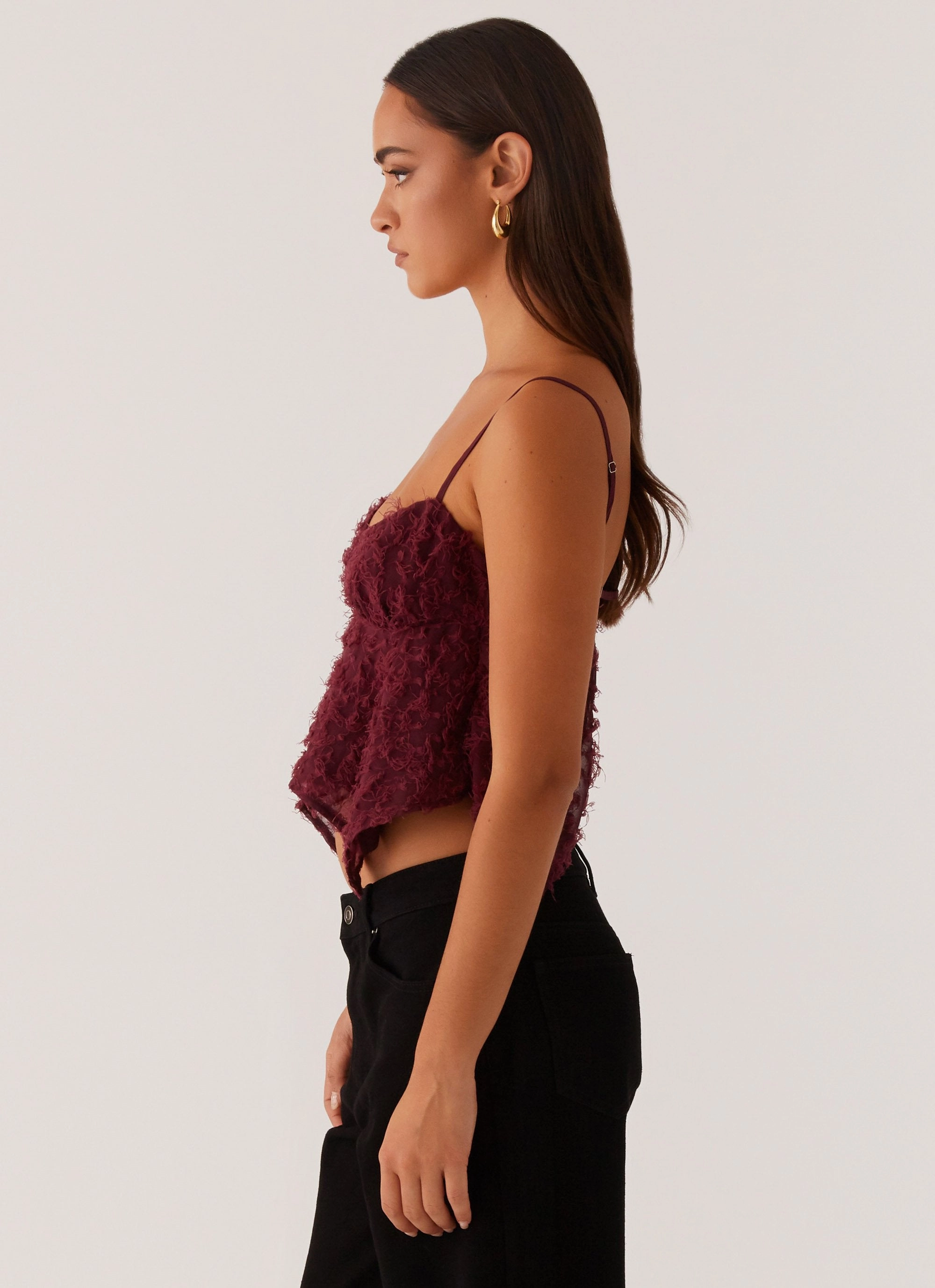 Katya Asymmetric Top - Maroon Asymmetrical hem