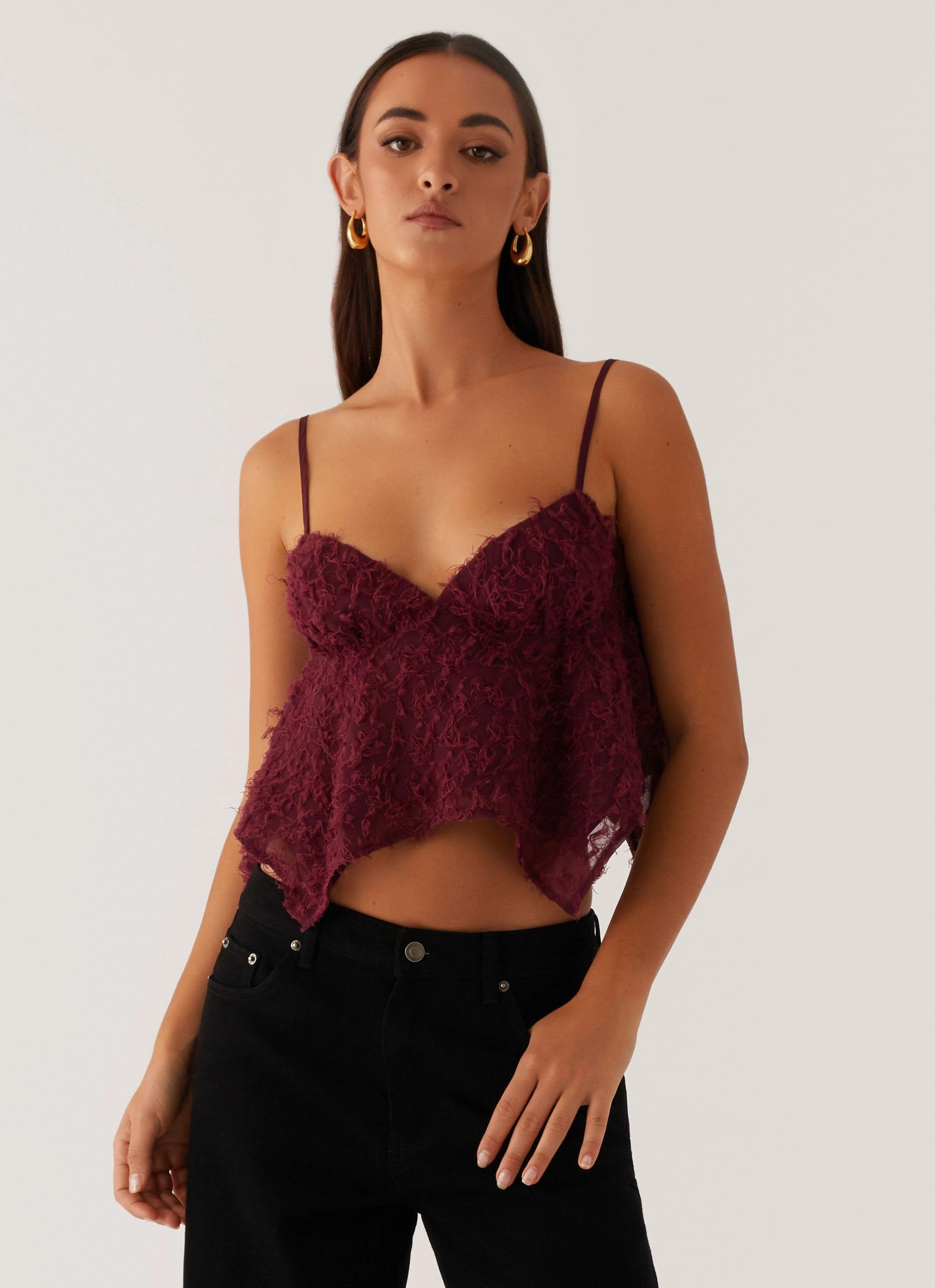 UV protection layer Katya Asymmetric Top - Maroon
