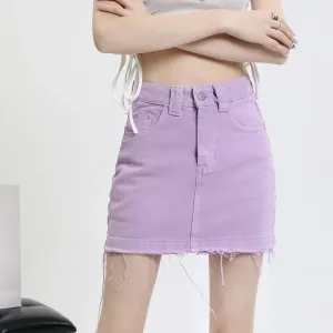 Kawaii Fashion Lilac Cotton Mini Skirt