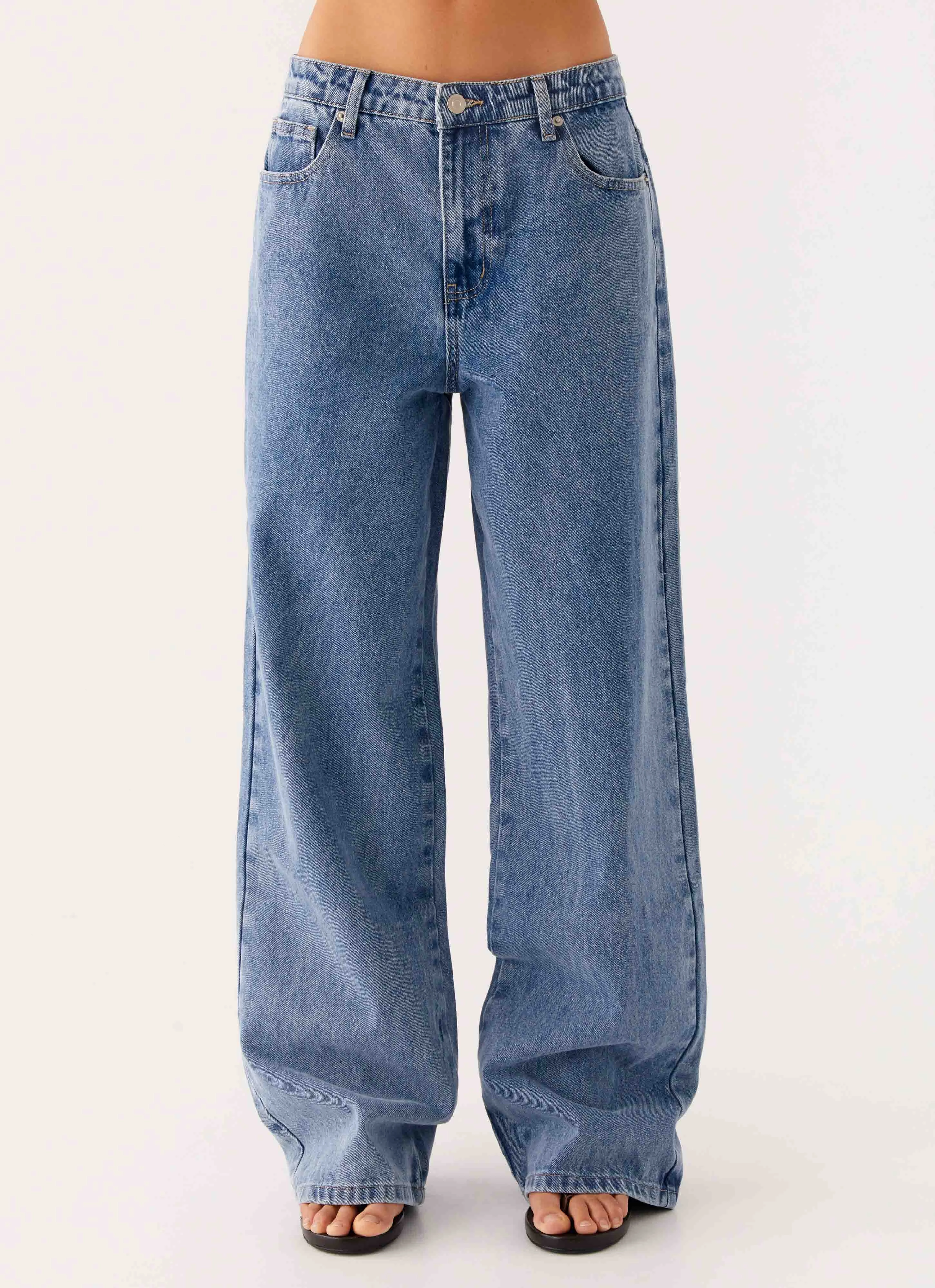 Keanna Low Rise Denim Jeans - Blue Denim Street Active