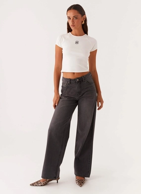 Keanna Low Rise Denim Jeans - Charcoal Fit Movement Weather Ready Cozy Style Keanna Low Rise Denim Jeans - Charcoal