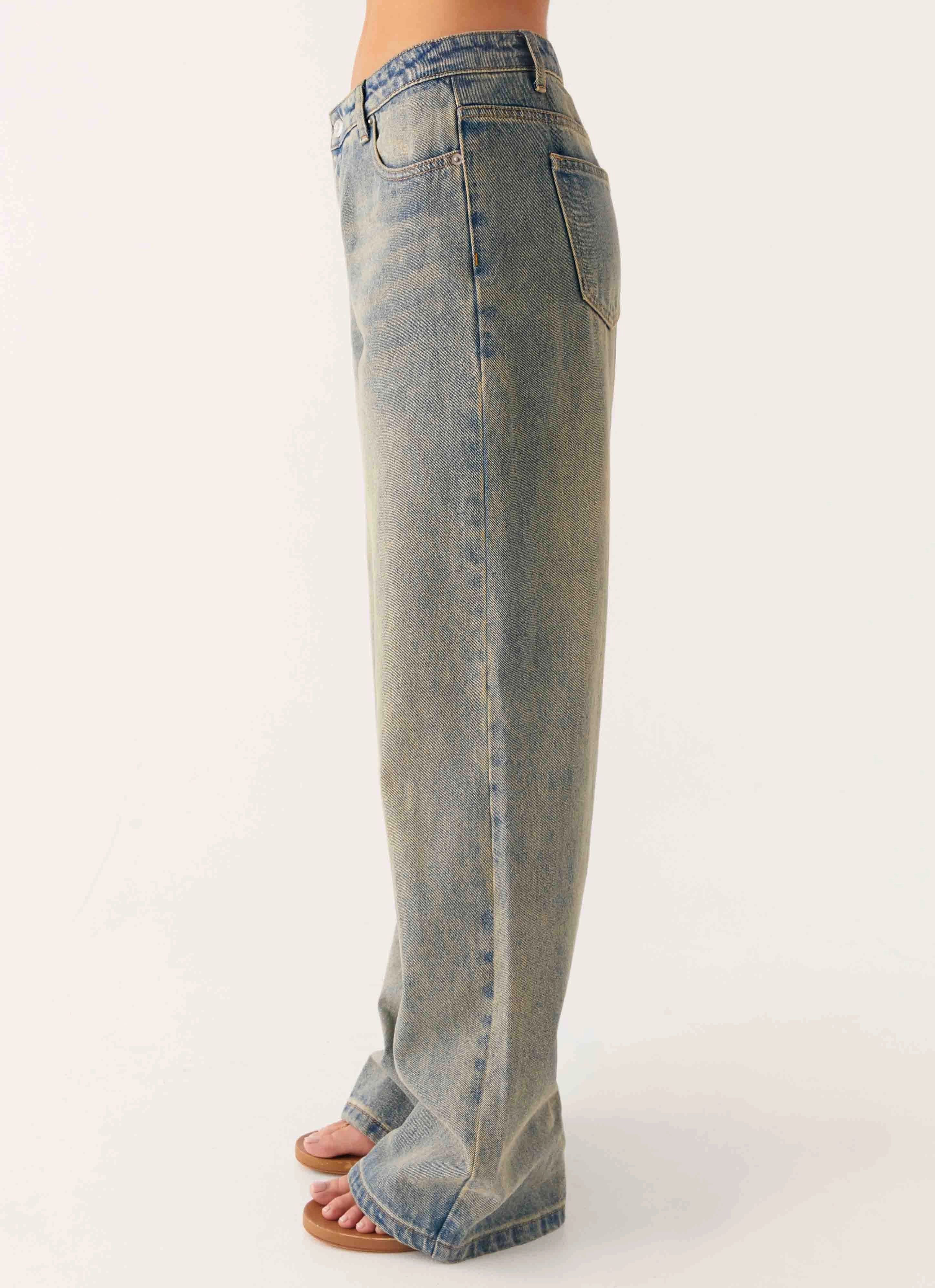 Keanna Low Rise Denim Jeans - Dirty Wash Eco Friendly Dyeing