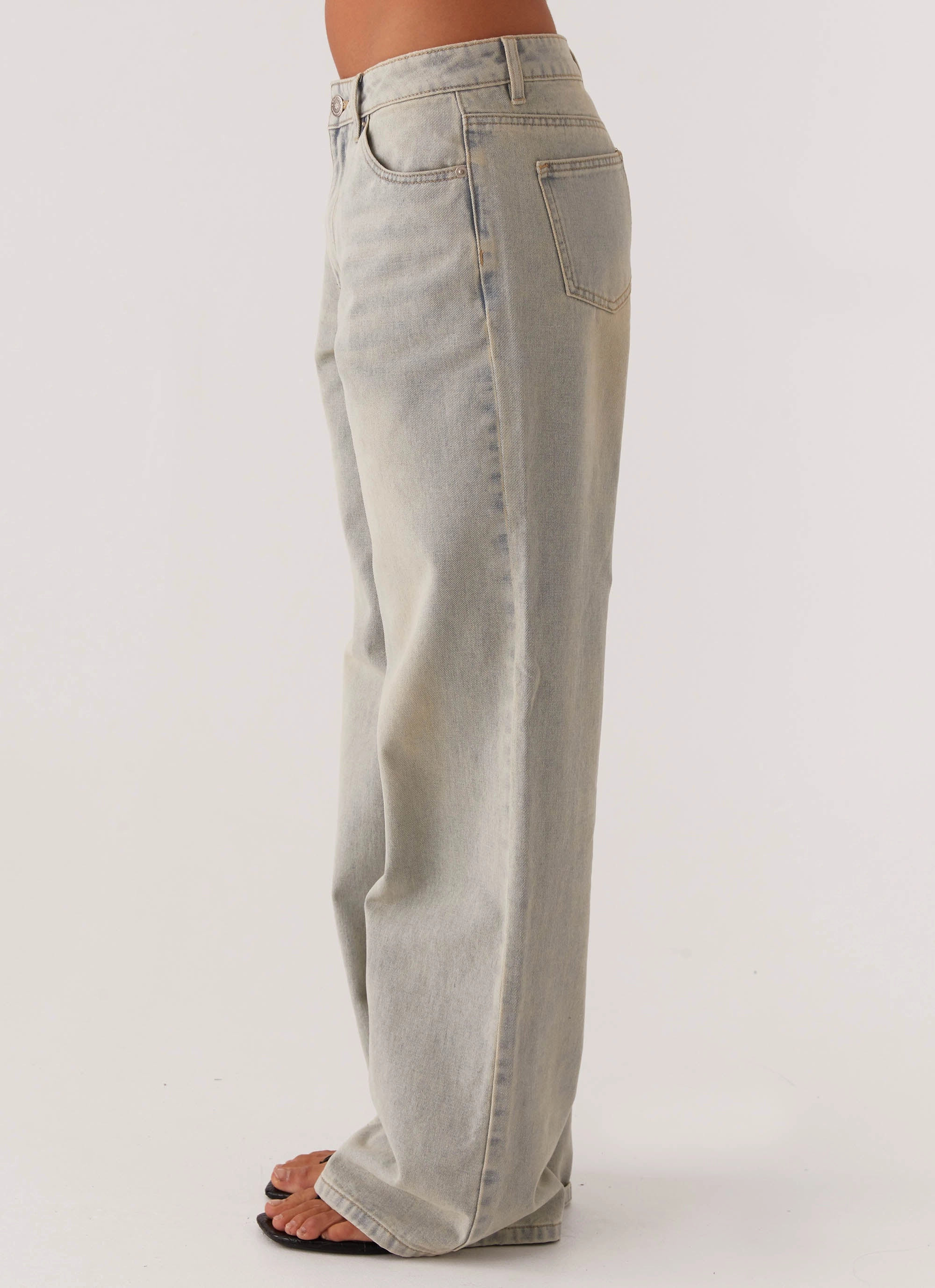 Keanna Low Rise Denim Jeans - Vintage high waisted