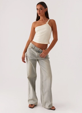 Keanna Low Rise Denim Jeans - Vintage Quick Movement Fit Ultra Soft Inner Layer Keanna Low Rise Denim Jeans - Vintage