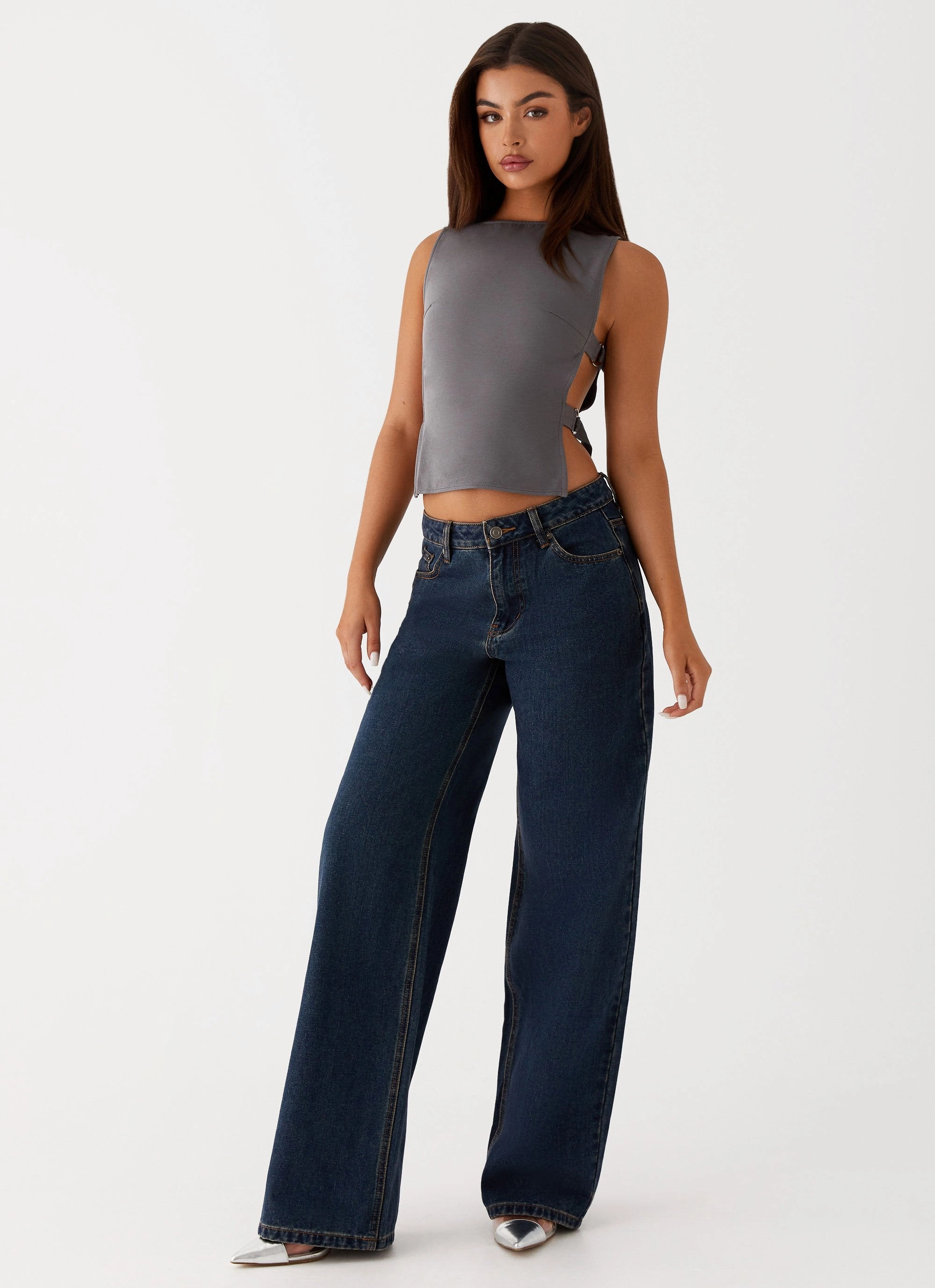 Keanna Low Rise Denim Jeans - Washed Denim Warm Fit