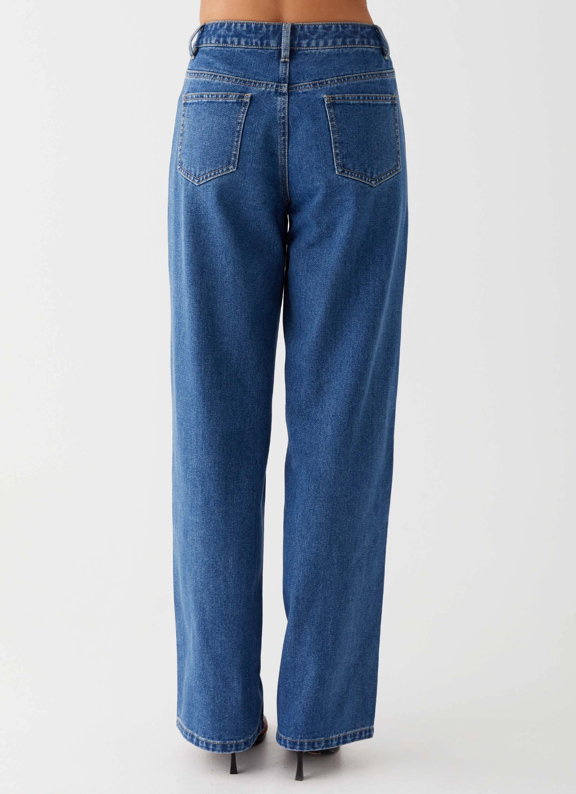 High Durability Stitching Keanna Low Rise Jeans - Indigo
