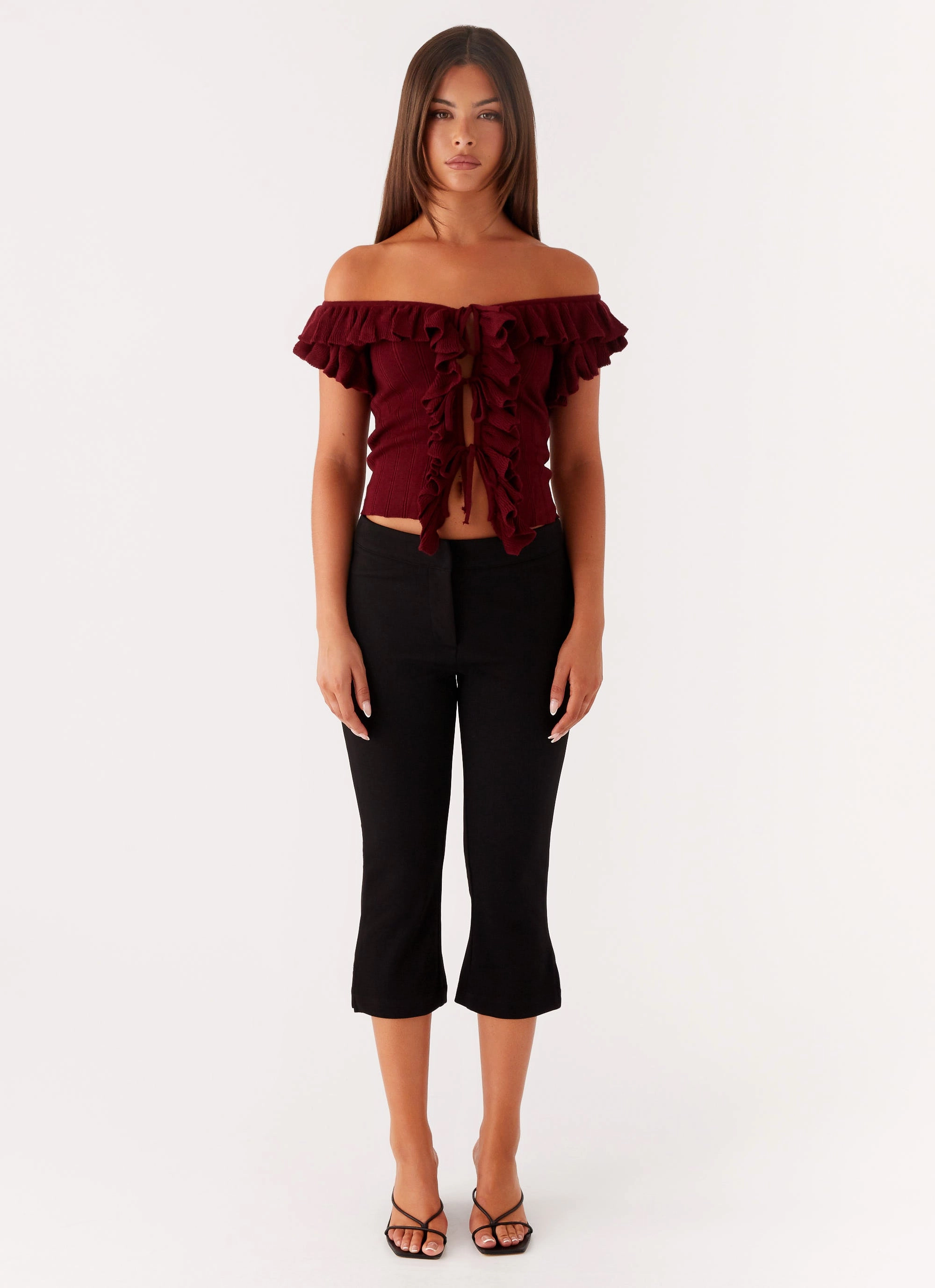 HypoallergenicMaterial Keeta Frill Top - Burgundy