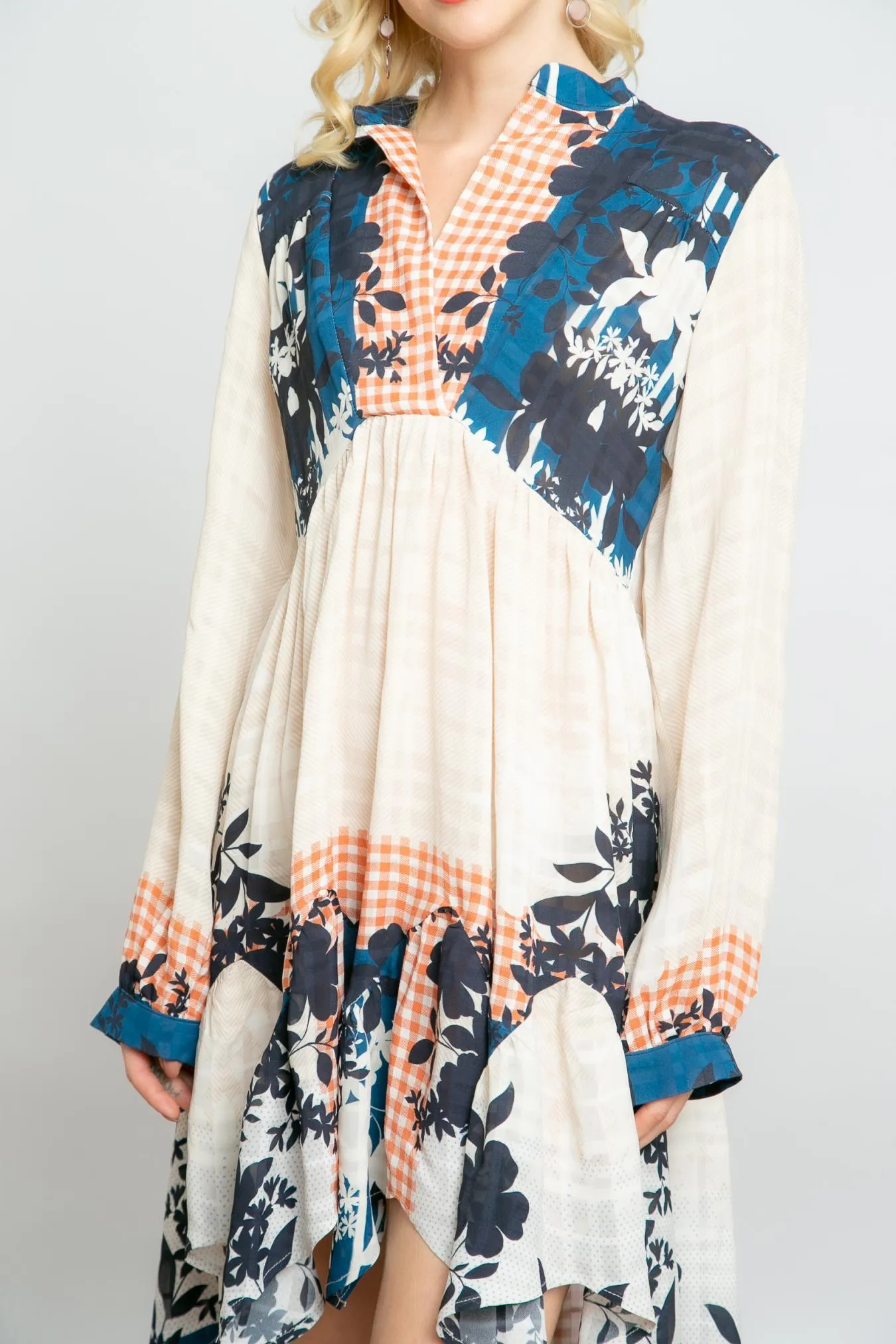 Kent Dress - Sahara Plaid Statement Neck Street Edge