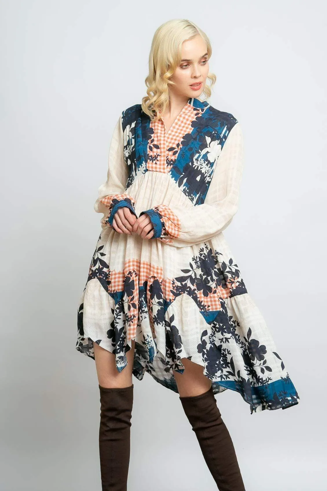 LightweightMaterial Kent Dress - Sahara Plaid