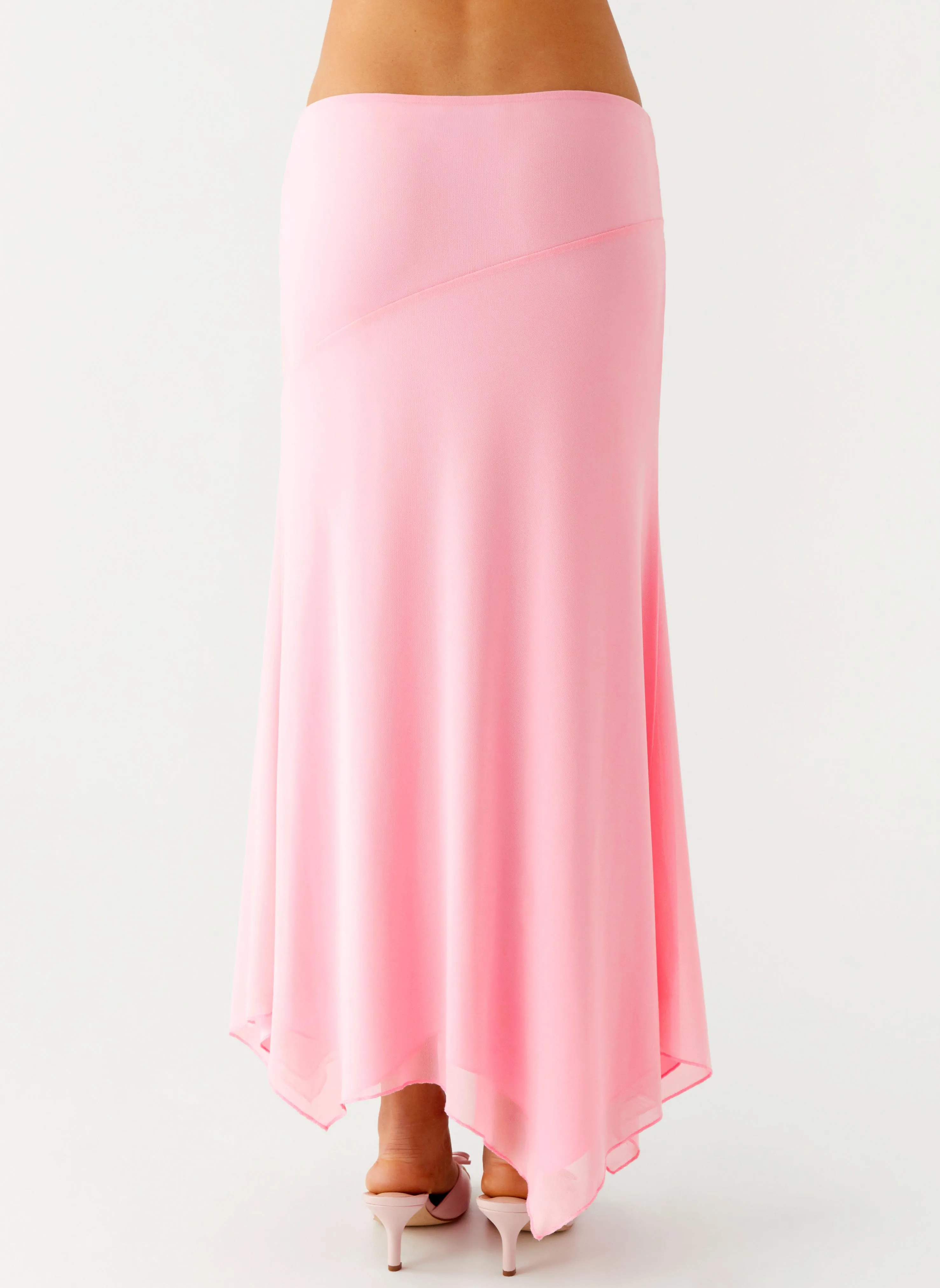 Kerrie Hanky Midi Skirt - Baby Pink SecureZipperClosures