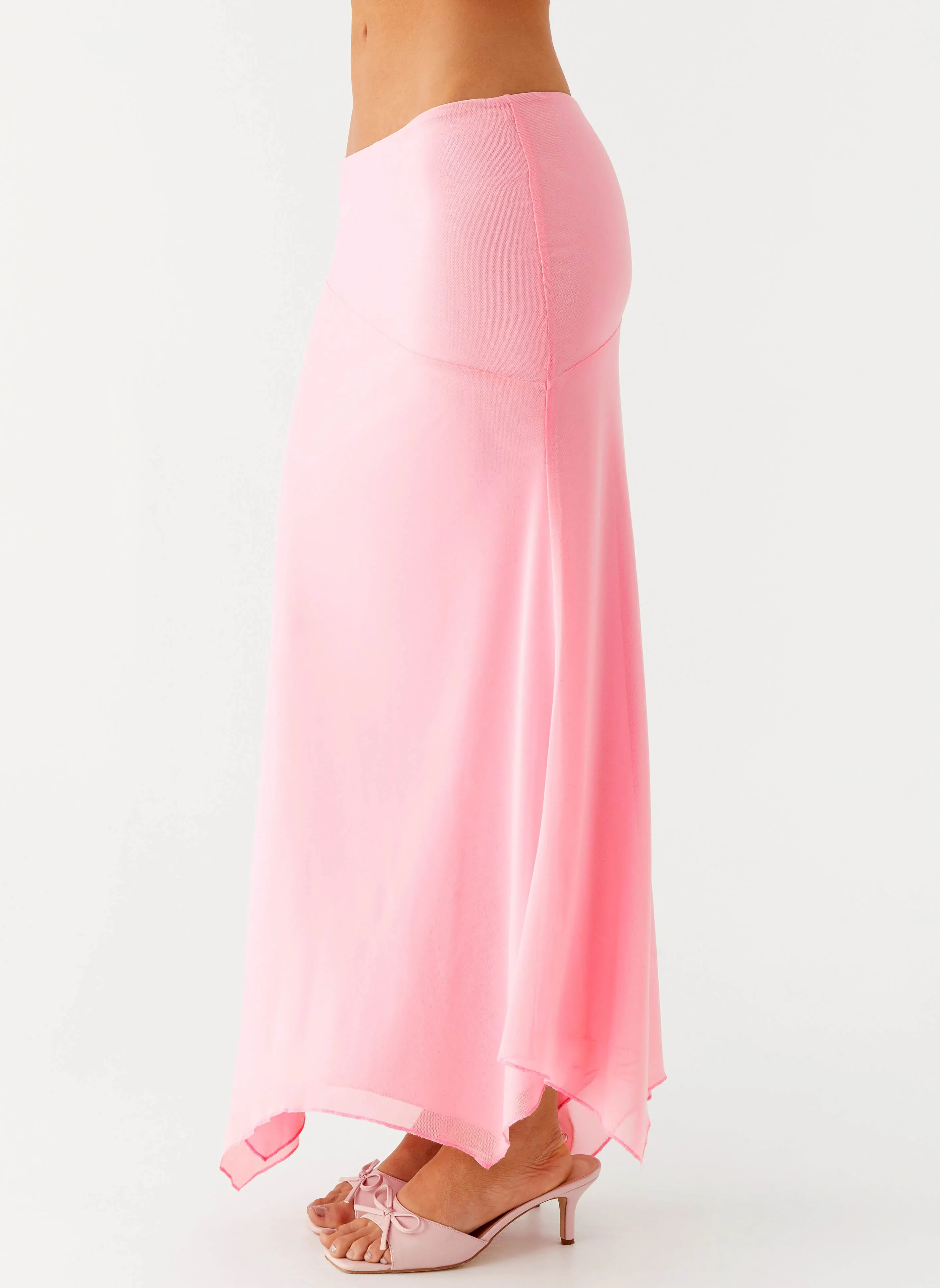 Slim Stretch Fit Non Irritating Kerrie Hanky Midi Skirt - Baby Pink