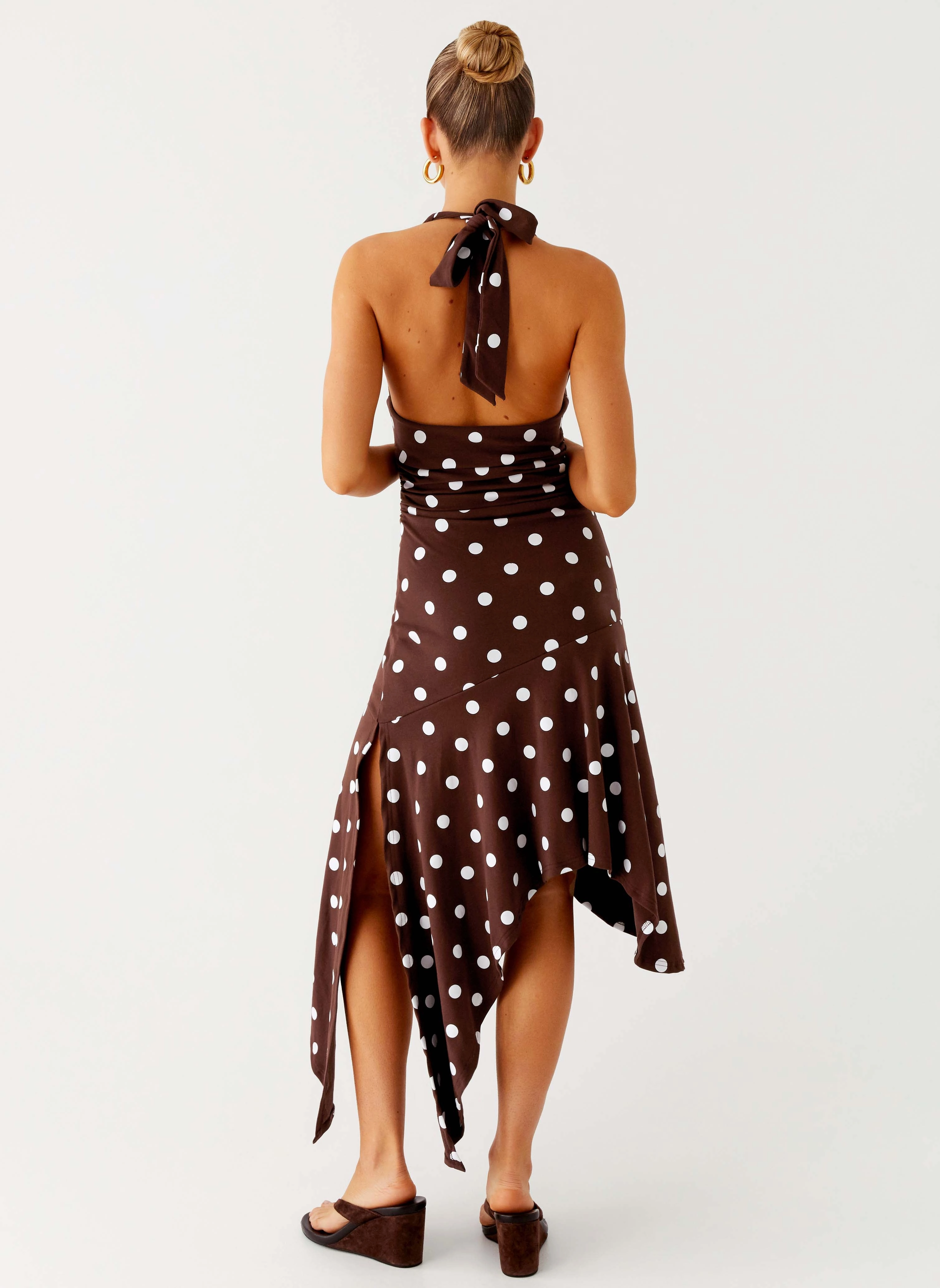 Keylani Halter Midi Dress - Chocolate Sharp Style Seasonal special Silicone Grip Trim
