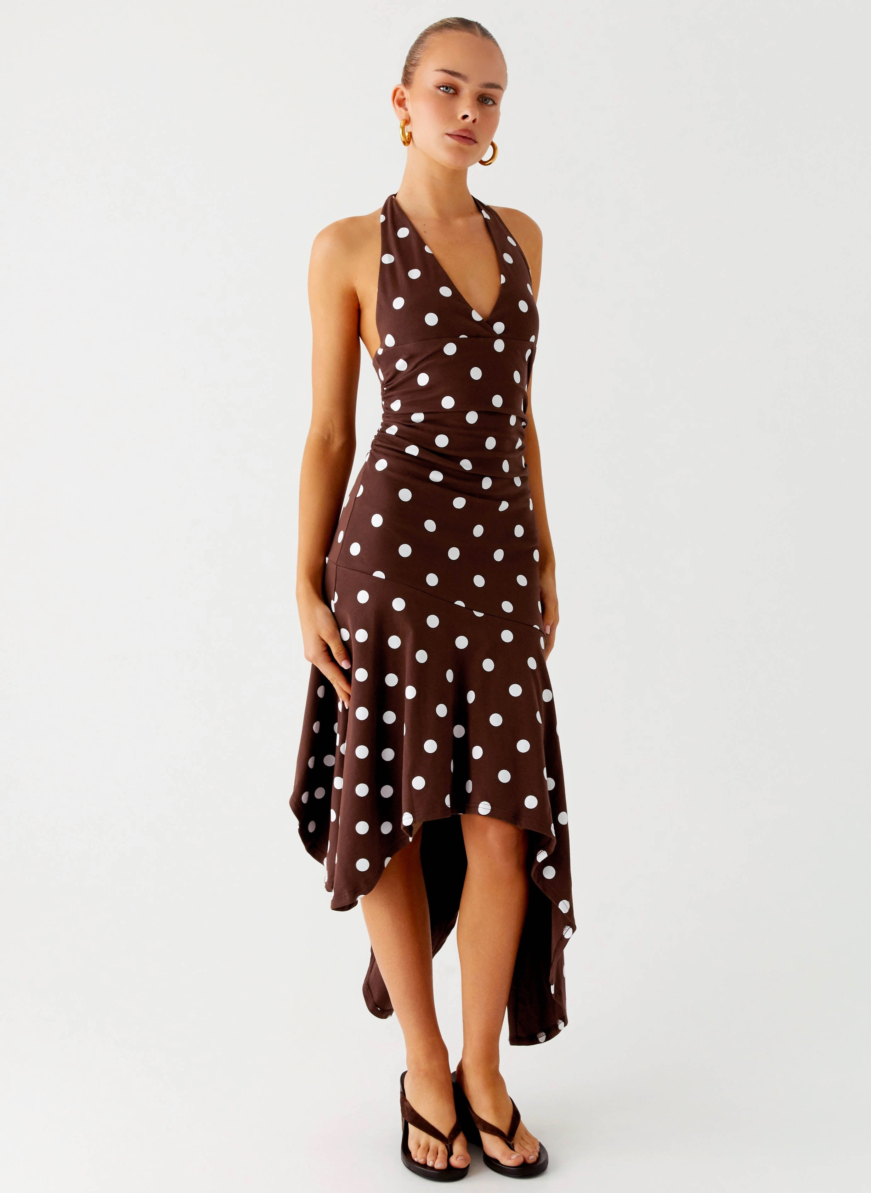Keylani Halter Midi Dress - Chocolate Sharp Style Fresh Look