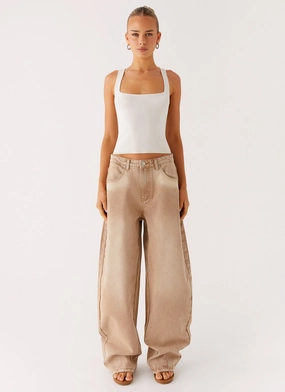 Khalil Baggy Jeans - Tan QuickDryFabric Breathable activewear Khalil Baggy Jeans - Tan