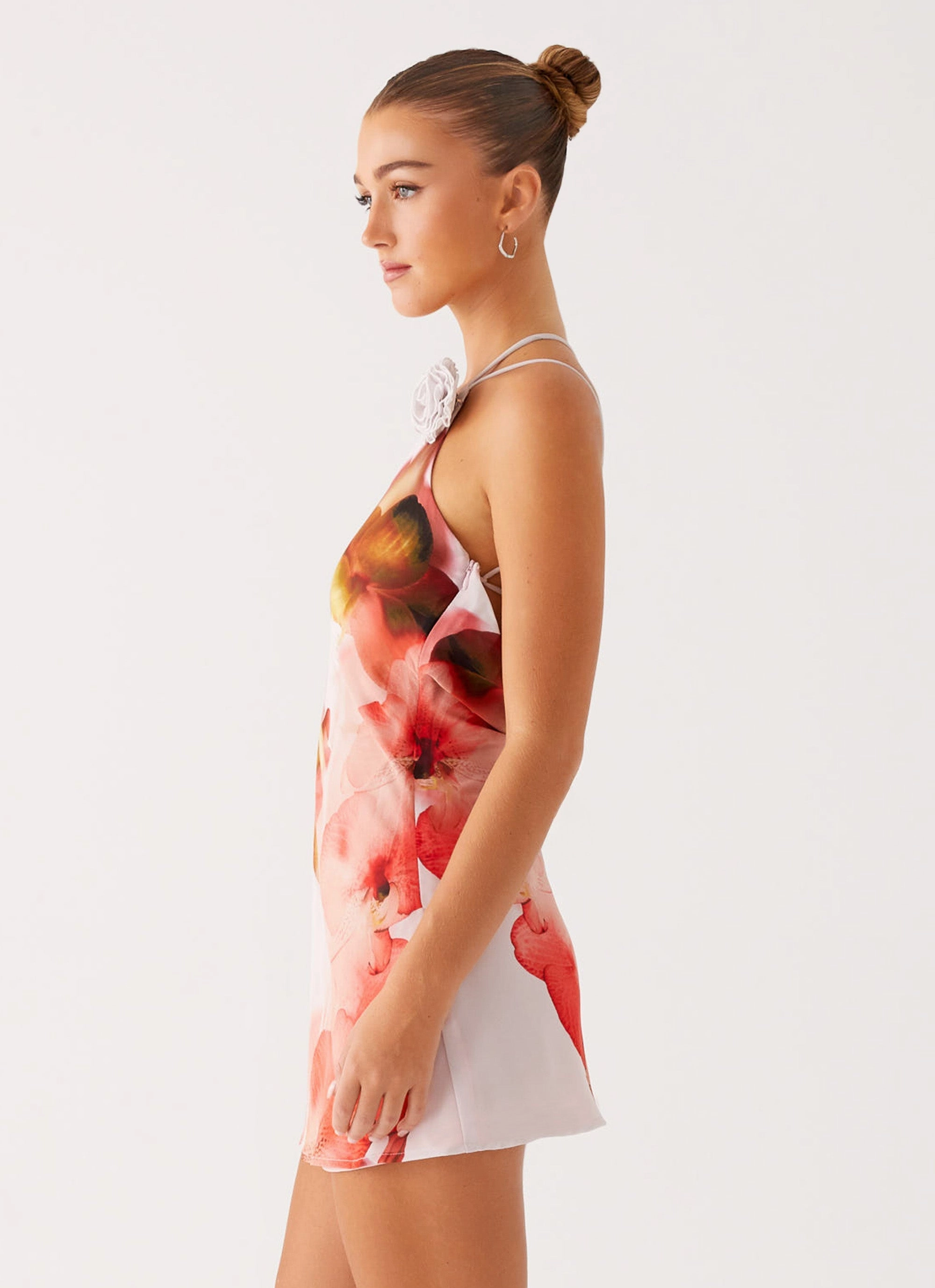 Kia Mini Dress - Peach Rose Satin-Finish Cool Fabric