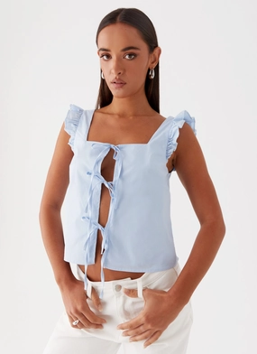 Kiani Tie Front Top - Blue AntiBacterialTreatment ShockAbsorbing Kiani Tie Front Top - Blue