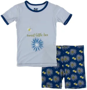 KicKee Pants Navy Cornflower and Bee S/S Pajama Set with Shorts