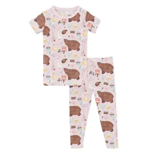 Kickee Pants Pajama Set: Shrinking Violet Forest Party PRESALE