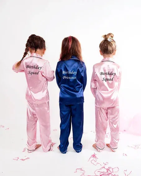 Kids satin Pajamas Birthday Christmas Sleepover party - L L