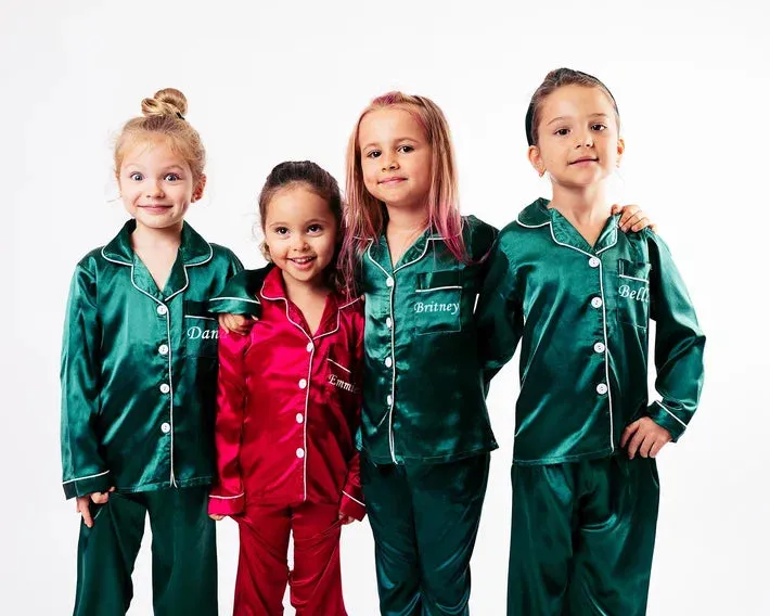 Kids satin Pajamas Birthday Christmas Sleepover party - L L