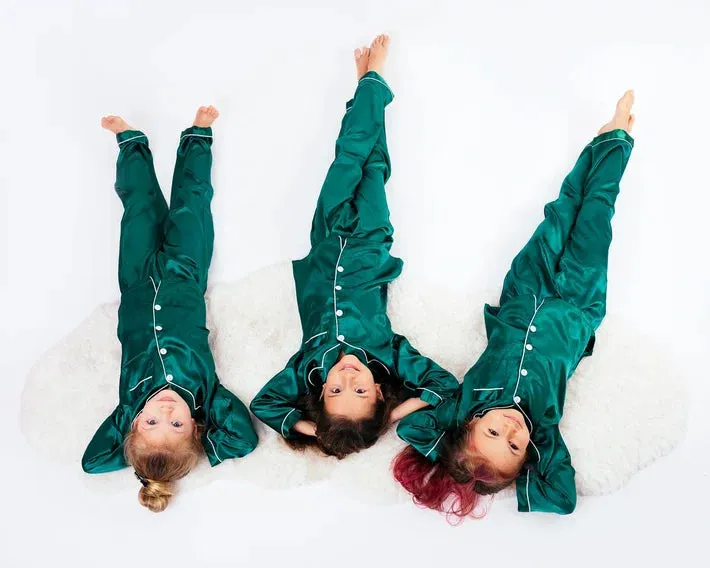 Kids satin Pajamas Birthday Christmas Sleepover party - L L