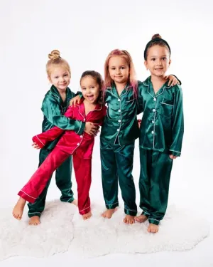 Kids satin Pajamas Birthday Christmas Sleepover party - L L