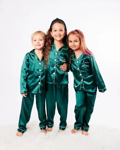 Kids satin Pajamas Birthday Christmas Sleepover party - L L