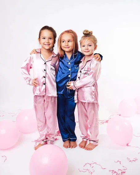 Kids satin Pajamas Birthday Christmas Sleepover party - L L