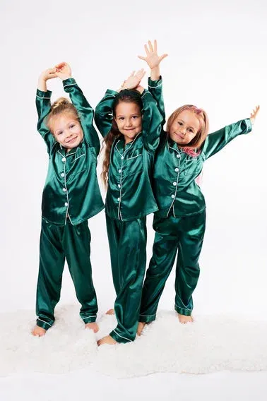 Kids satin Pajamas Birthday Christmas Sleepover party - L L