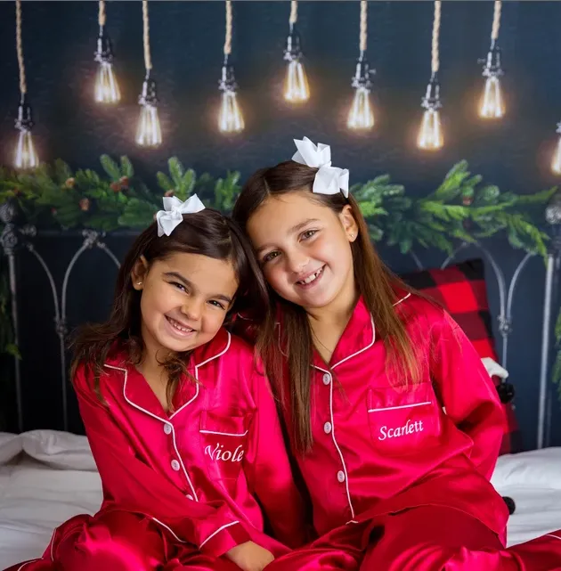 Kids satin Pajamas Birthday Christmas Sleepover party - L L