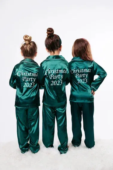 Kids satin Pajamas Birthday Christmas Sleepover party - L L