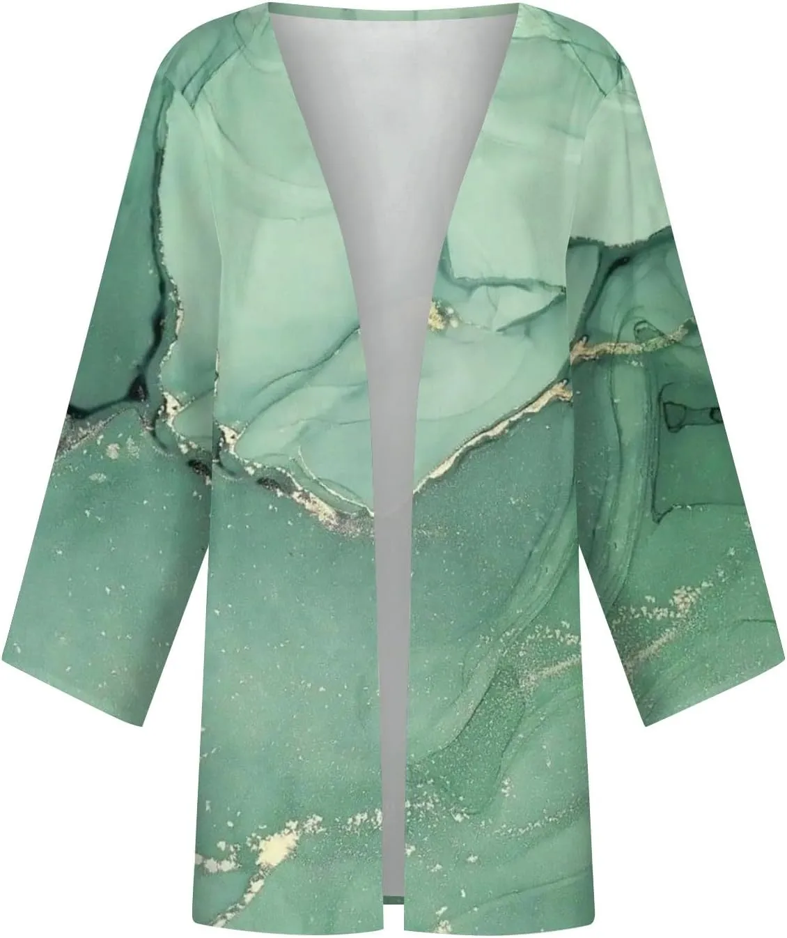 Kimonos for Women Plus Size Lightweight Floral Printed Tops Dressy Casual 3/4 Sleeve Summer Cardigan