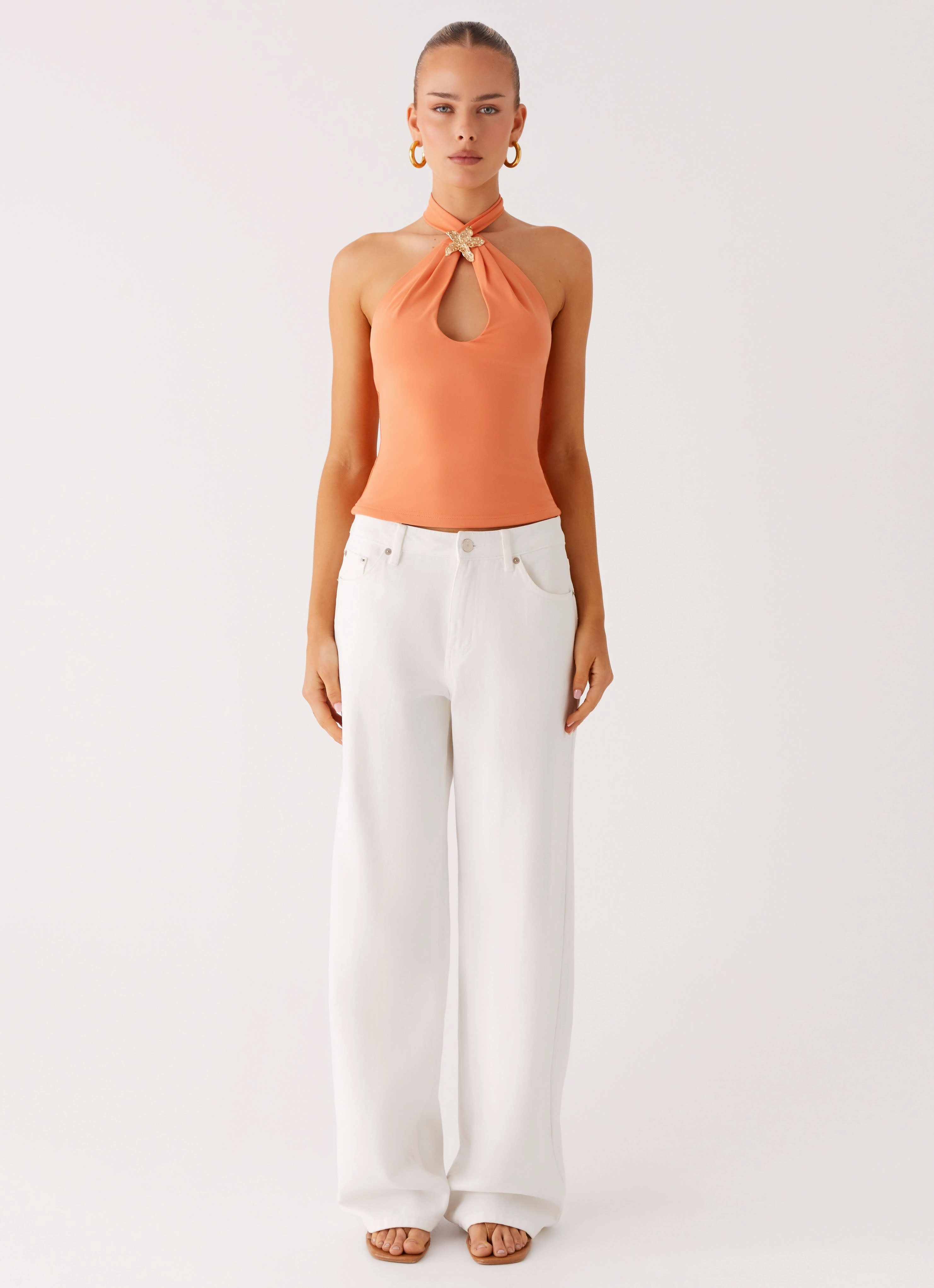 Kirra Halter Top - Peach 3D Spacer Fabric MultiPanelConstruction