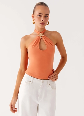 Kirra Halter Top - Peach EcoFriendly Dye Kirra Halter Top - Peach BuiltInLayer