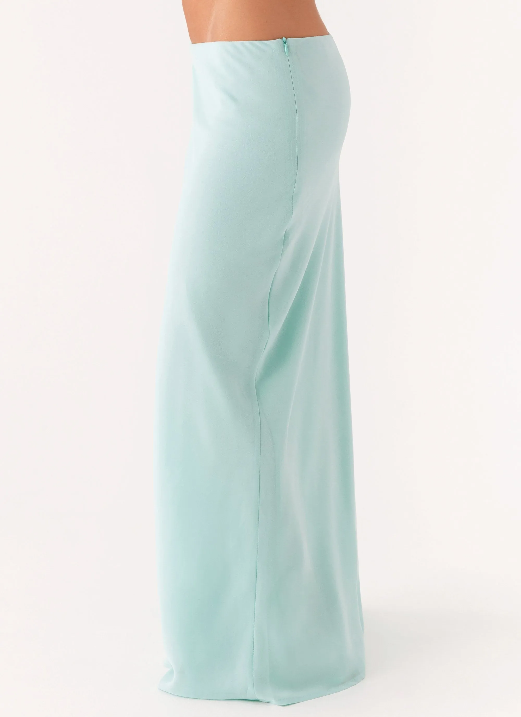 Athletic Flex Wear smooth zipper Another Life Chiffon Maxi Skirt - Pale Blue