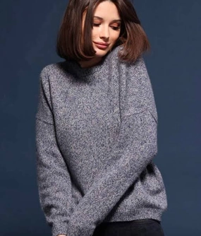 Knit Wear Minnie Rose Cashmere Silk Marled Boxy Crew Knit Fabric Fast Drying Minnie Rose Cashmere Silk Marled Boxy Crew
