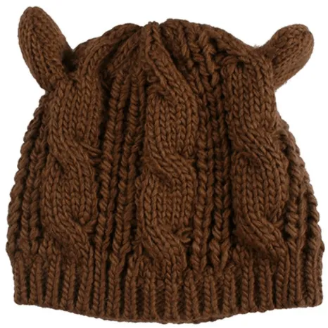 KNITTED WOOL CAT EARS BEANIE CAP
