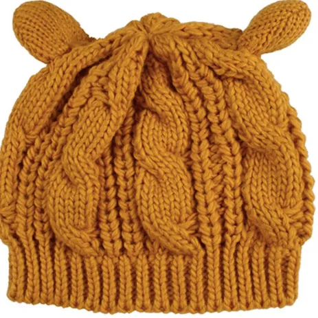 KNITTED WOOL CAT EARS BEANIE CAP